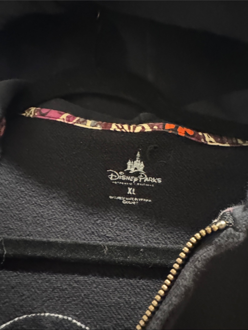 Disney Black Zip-Up Hoodie with Floral Heart & Sleeve Appliqué - Picture 2 of 7